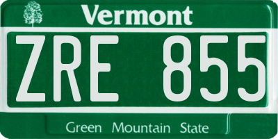 VT license plate ZRE855