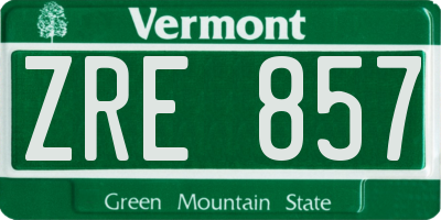 VT license plate ZRE857