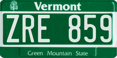 VT license plate ZRE859