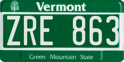 VT license plate ZRE863