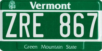 VT license plate ZRE867