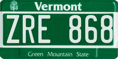 VT license plate ZRE868