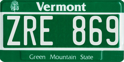 VT license plate ZRE869