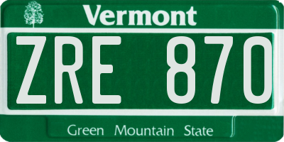 VT license plate ZRE870