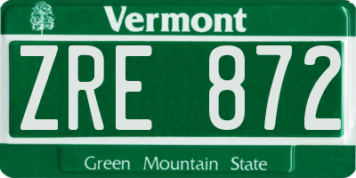 VT license plate ZRE872