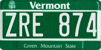 VT license plate ZRE874