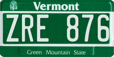 VT license plate ZRE876