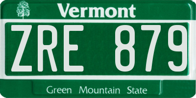 VT license plate ZRE879