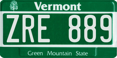 VT license plate ZRE889