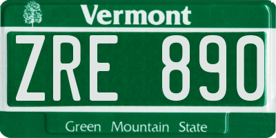 VT license plate ZRE890