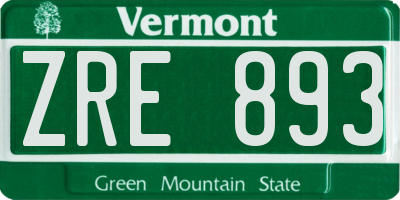 VT license plate ZRE893