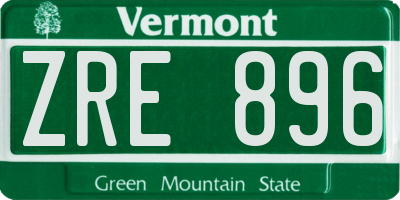 VT license plate ZRE896