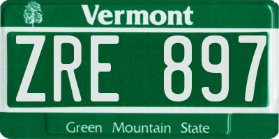 VT license plate ZRE897