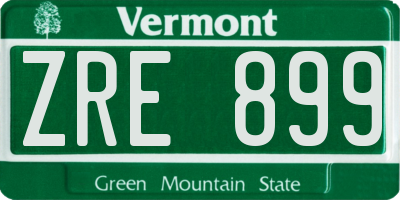 VT license plate ZRE899