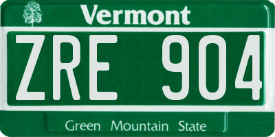 VT license plate ZRE904