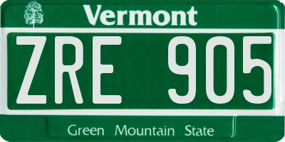 VT license plate ZRE905