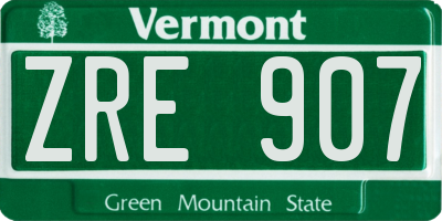 VT license plate ZRE907