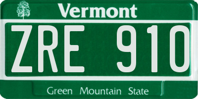 VT license plate ZRE910