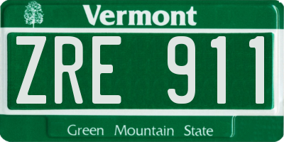 VT license plate ZRE911