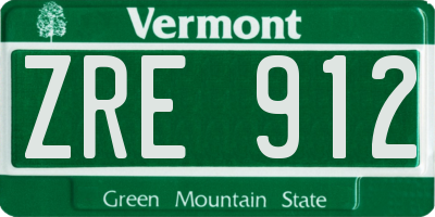VT license plate ZRE912