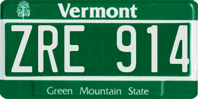 VT license plate ZRE914