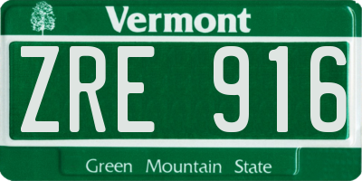 VT license plate ZRE916