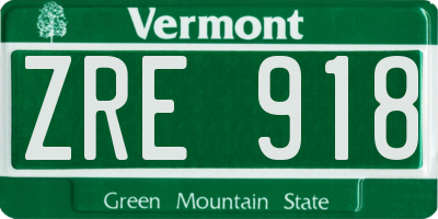 VT license plate ZRE918