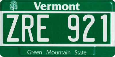 VT license plate ZRE921