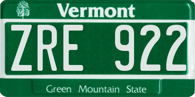 VT license plate ZRE922