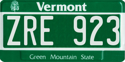 VT license plate ZRE923
