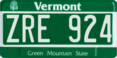 VT license plate ZRE924