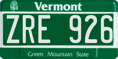 VT license plate ZRE926