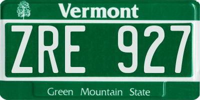 VT license plate ZRE927