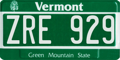 VT license plate ZRE929