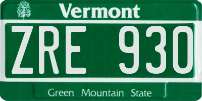 VT license plate ZRE930