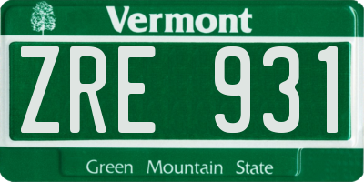 VT license plate ZRE931