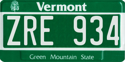VT license plate ZRE934