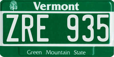 VT license plate ZRE935