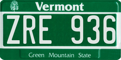 VT license plate ZRE936