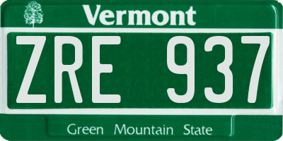 VT license plate ZRE937
