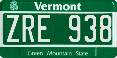 VT license plate ZRE938