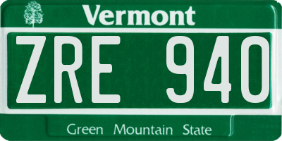 VT license plate ZRE940