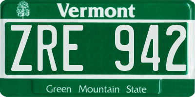 VT license plate ZRE942
