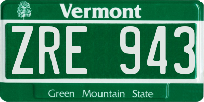 VT license plate ZRE943
