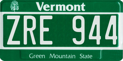 VT license plate ZRE944