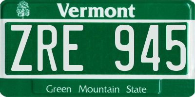 VT license plate ZRE945
