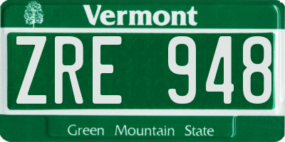 VT license plate ZRE948