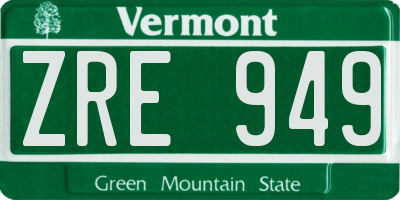 VT license plate ZRE949