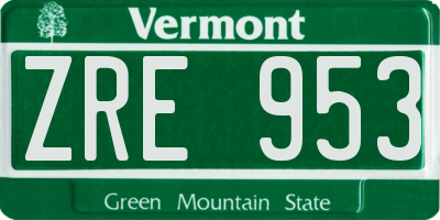 VT license plate ZRE953