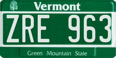 VT license plate ZRE963